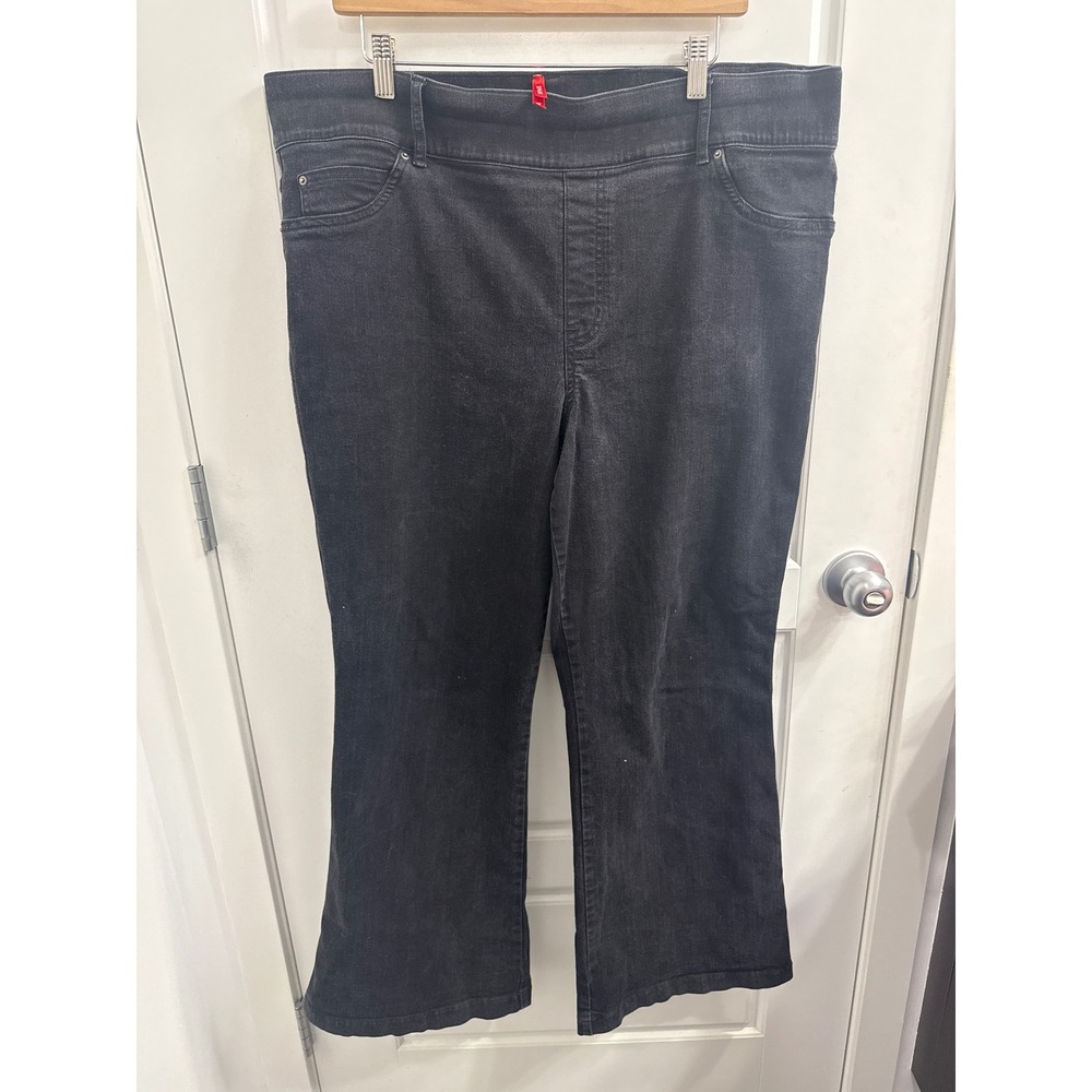 Spanx Flare Jeans Midnight Shade Black Pull On Denim Petite 3X 3XT